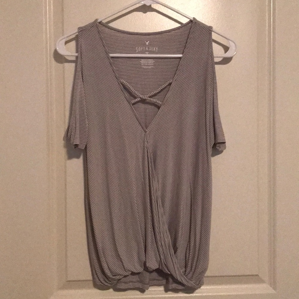 Cold shoulder cross front top